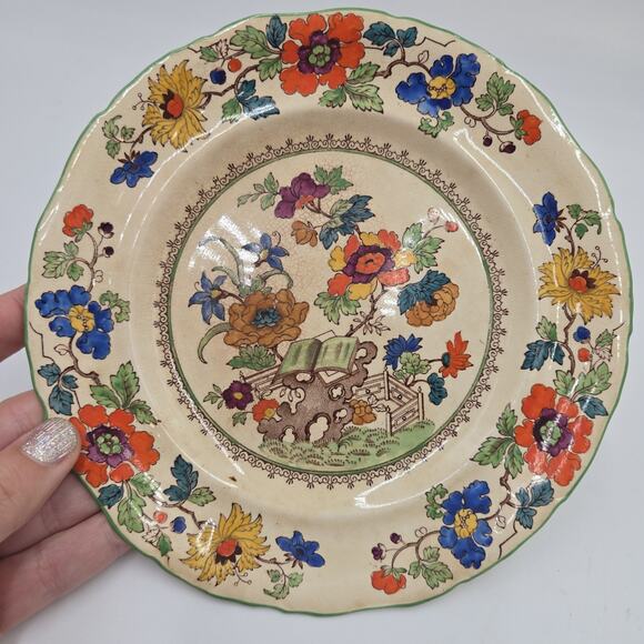 Mason's Patent Ironstone Vintage Ceramic Floral Design, About 8.25" Round - Picture 2 of 7